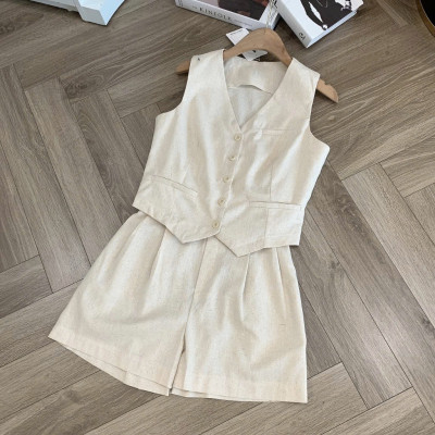 Set bộ linen gồm áo sơ mi + quần short dáng chữ A, hàng hot girl 2025 Bv01