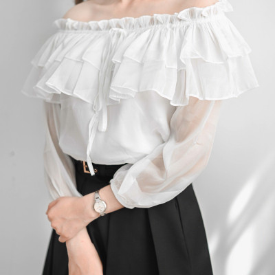 Áo vải nữ trễ vải tay dài