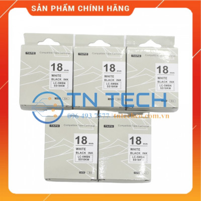 Nhãn in TEPRA - EPSON LC-5WBN (SS18KW) – Chữ đen nền trắng 18MM X 8M  - Dùng cho máy in nhãn TEPRA - EPSON [Hàng nhập khẩu]