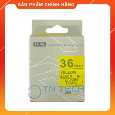 NHÃN IN TEPRA-EPSON LC-7YBW (SC36YW) – CHỮ ĐEN NỀN VÀNG 36MM X 8M [Hàng nhập khẩu]
