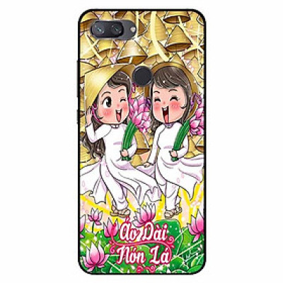 Ốp lưng in cho Xiaomi Mi 8 Lite Mẫu Đôi Bạn Áo Dài