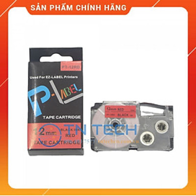 Nhãn in CASIO PT-12RD - Chữ đen nền đỏ 12MM x 8M - Dùng cho máy in nhãn CASIO [Hàng nhập khẩu]