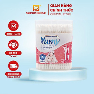 Tăm Bông Đầu Móc YUMY Baby Thân Giấy – Combo 12 Hộp x 200 Que (TB04-107), Mềm Mịn, An Toàn Cho Trẻ Sơ Sinh