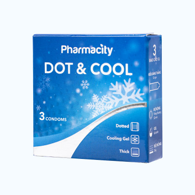 Pharmacity Bao cao su Dot & Cool có gai mát lạnh (3 cái/hộp)