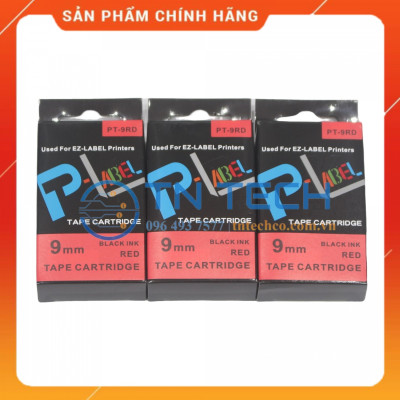 Nhãn in CASIO PT-9RD - Chữ đen nền đỏ 9MM x 8M - Dùng cho máy in nhãn CASIO [Hàng nhập khẩu]