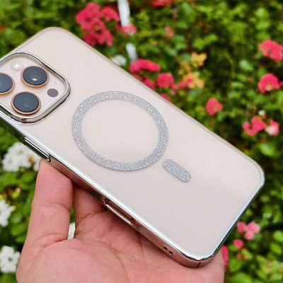 Ốp lưng cho iPhone 16 Pro Max , 16 Pro , 15 Pro Max trong suốt hỗ trợ sạc từ đính đá cực sang siêu mỏng nhẹ hiệu Bling Bling Memumi - hàng chính hãng