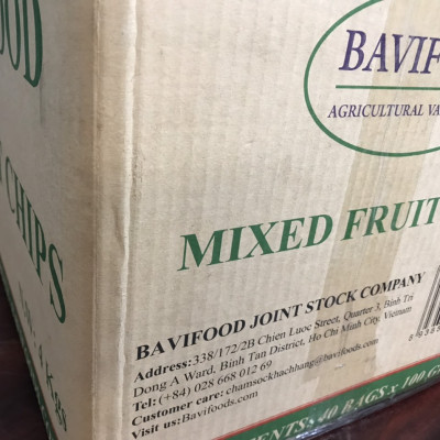[Thùng = 40 gói x 100 grs/gói] Trái Cây Sấy Chân Không (Mixed Fruit Chips), Giòn Xốp Tự Nhiên – BAVIFOOD, Khối Lượng: 4 kg/thùng (thùng = 40 gói x 100 grs/gói) – Premium