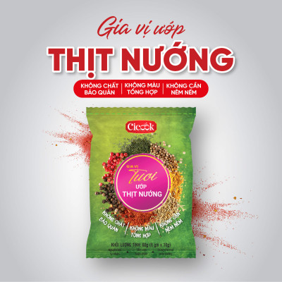 Gói Bột Ướp Thịt Nướng, Vị Cay The Thơm Mùi Hạt Màng Tang 10G Cicook