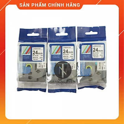[Combo 3 hộp] Nhãn In đa lớp Tz2-251 - Đen nền trắng 24mm x 8m - Hàng nhập khẩu