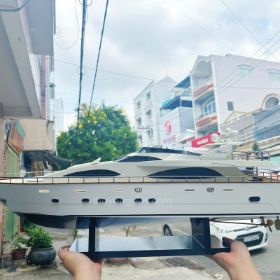 Mô hình thuyền gỗ cao cấp, du thuyền hiện đại AZIMUT JUMBO 100, mô hình du thuyền trang trí thủ công chính hãng
