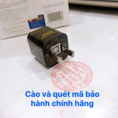 Cóc sạc nhanh PISEN Quick Ice Crystal PD 20W Explorer KPD201, siêu nhỏ, vỏ ngoài trong suốt lộ main, Hàng chính hãng