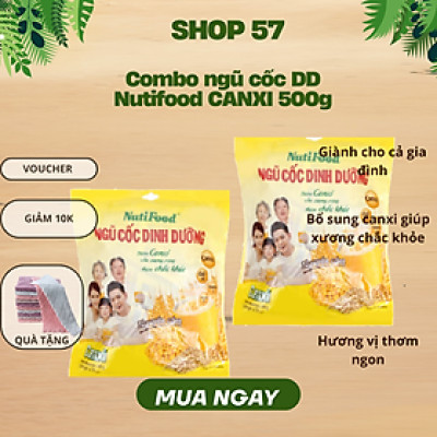 Combo 2 Túi Ngũ Cốc Dinh Dưỡng Nguyên Cám Nutifood Canxi 500g – Giúp Xương Chắc Khỏe – Hàng Chính Hãnghắc Khỏe.