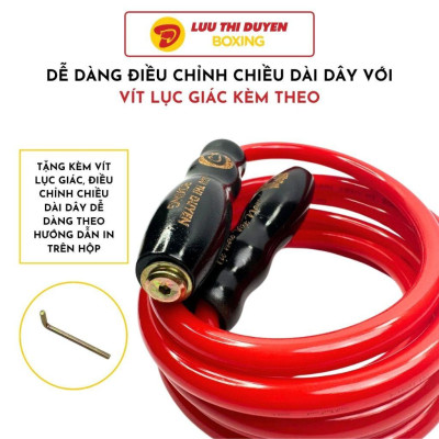 Dây Nhảy Thể Lực Tự Hào Việt Nam - Lừu Thị Duyên Boxing - Bản Đặc Biệt - Cán Sơn Đen - Nặng 450g, Dài 3m