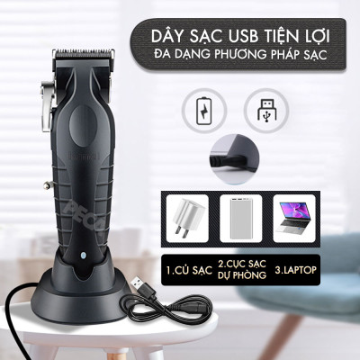 Tông đơ cắt tóc chuyên nghiệp Kemei KM-2296 lưỡi cắt mạ carbon công suất mạnh mẽ 5W pin khỏe lithium - Chính hãng