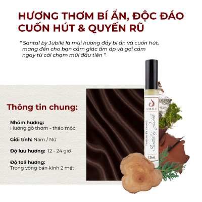 Santal by Jubilé - Tinh dầu nước hoa Pháp nữ Dạng lăn 12ml Thơm Lâu, Sang Trọng, Quyến Rũ