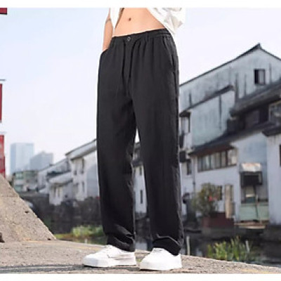 Quần dài nam ống suông, cạp có dây rút khuy cài, lịch lãm, sang trọng, phong cách Hàn Quốc qd11