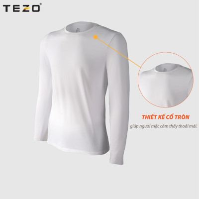 Áo giữ nhiệt nam TEZO, cổ tròn dài tay chất liệu cotton co giãn thoải mái hai màu đen trắng