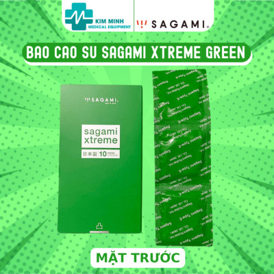 Bao cao su Sagami Xtreme type E green hộp 10 chiếc