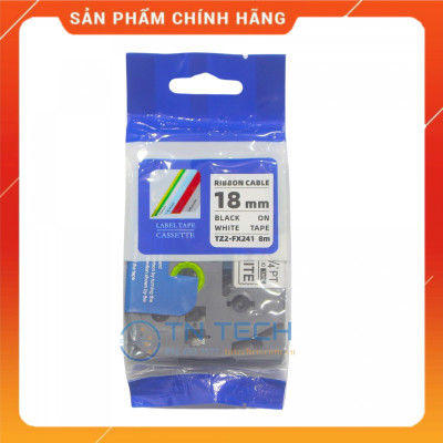 Nhãn In TZ2-FX241 - Đen nền trắng 18mm x 8m - Dùng cho máy in BROTHER - AIMO - PUTY [Hàng nhập khẩu]