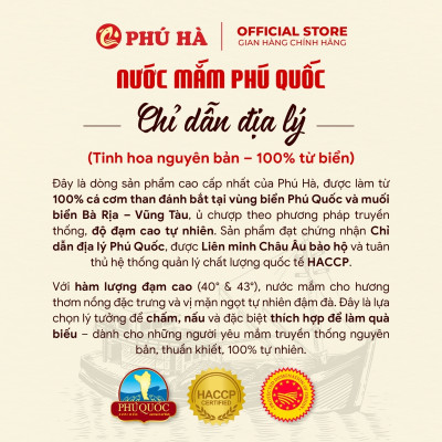 Nước mắm Phú Quốc Chỉ Dẫn Địa Lý Phú Hà 43 độ đạm - Hộp 6 chai 510ml