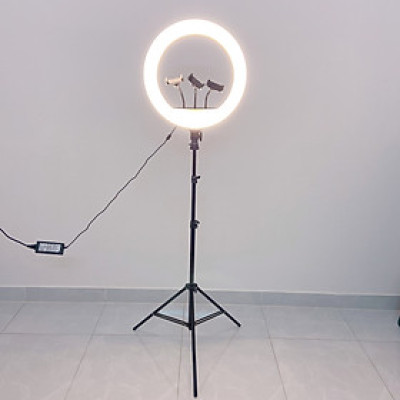 Đèn Livestream size 26 36 45 cm và chân đế 2m hỗ trợ chụp ảnh Make up trang điểm nhiều chế độ sáng, kèm kẹp điện thoại - Hàng chính hãng