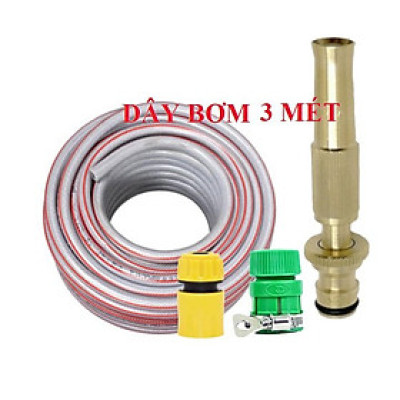 Bộ dây vòi xịt nước rửa xe, tưới cây . tăng áp 3 lần, loại 3m, 5m 206587 cút sập,nối nhựa vàng+ tặng mở chai