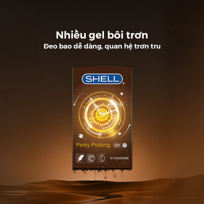 Bao cao su Shell Perky Prolong kéo dài thời gian, hương cà phê - Hộp 10 cái | SHELL CHÍNH HÃNG