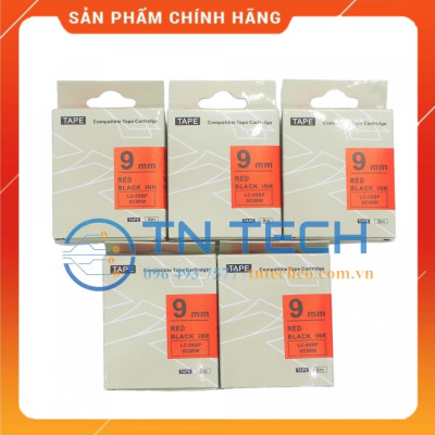 Nhãn in TEPRA - EPSON LC-3RBP (SC9RW) – Chữ đen nền đỏ 9MM X 8M  - Dùng cho máy in nhãn TEPRA - EPSON [Hàng nhập khẩu]