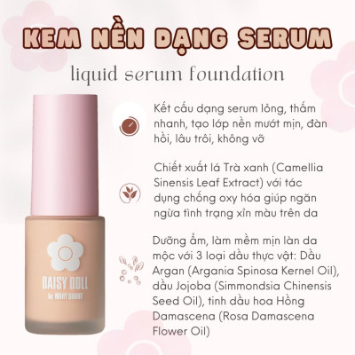 Kem Nền Kết Cấu Dạng Serum Màu 03 Lì Mịn Như Nhung Daisy Doll Nhật Bản BB Serum SPF 30 Mỏng Nhẹ 28ml