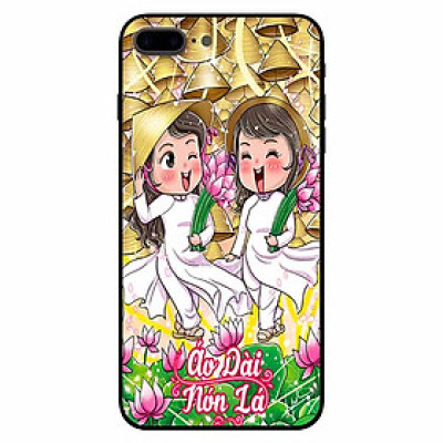 Ốp lưng in cho Iphone 7 Plus/ 8 Plus Mẫu Đôi Bạn Áo Dài
