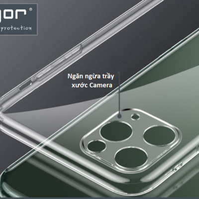 Ốp Lưng Silicon Trong Suốt Gor Cho Iphone 11/ 11 Pro/ 11 Pro Max/ 12/ 12 Pro/ 12 Pro Max/ XR/ Xs Max/ XS Có Gờ Bảo Vệ Camera - Hàng Nhập Khẩu