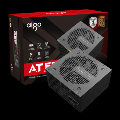 BỘ NGUỒN MÁY TÍNH AIGO MODEL AT550 CÔNG SUẤT 550W, APFC, DC TO DC 80 PLUS BZONE - Hàng chính hãng