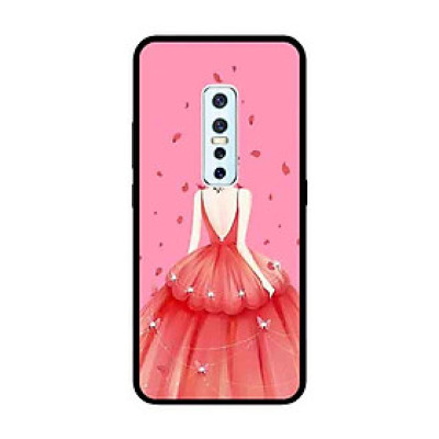 Ốp Lưng in cho Vivo V17 Pro Mẫu Cô Gái Váy Hồng Nền Hồng - Hàng Chính Hãng