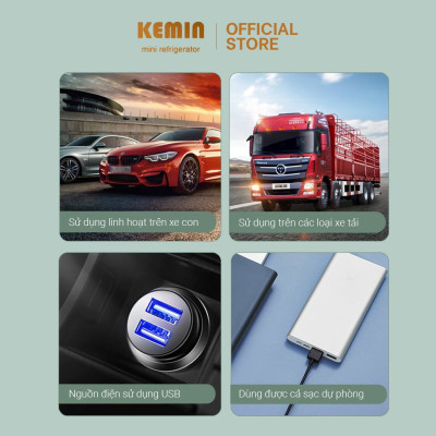 Quạt đôi mini USB KEMIN ST Chính hãng-1 Đa Năng Xoay 360 độ - Để bàn làm việc và ô tô