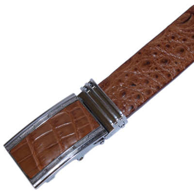 Dây nịt nam da cá sấu màu nâu đỏ HJ94205-40-41-53-78 