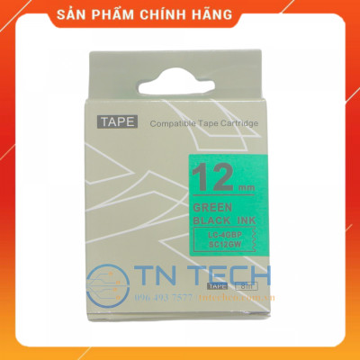 NHÃN IN TEPRA-EPSON LC-4GBP (SC12GW) – CHỮ ĐEN NỀN LÁ 12MM X 8M [Hàng nhập khẩu]