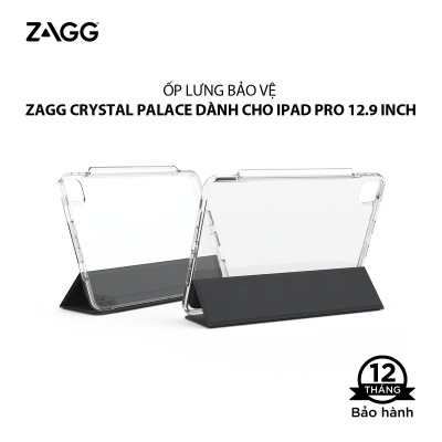 Ốp lưng Zagg Crystal Palace Clear Folio chống sốc dành cho iPad Gen 10/Pro 11/Air 5/4/Pro 12.9 - Hàng chính hãng