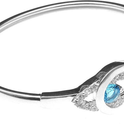 Vòng Tay, Lắc Tay Nữ BẠC HIỂU MINH LTU310 Dạng Kiềng Nụ Hoa Đá Xanh