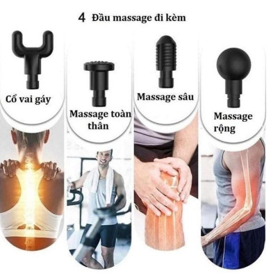 Máy Mát Xa Massage Mini Đa Năng Cầm Tay 6 Chế Độ Tặng Kèm 4 Đầu Massage Toàn Thân  - Giao Màu Ngẫu Nhiên