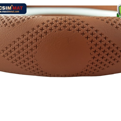 Bọc vô lăng cao cấp 8933 màu nâu bò chất liệu da thật - Khâu tay 100% size M - nhãn hiệu Macsim