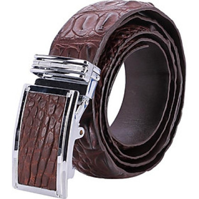 Thắt Lưng Nam Da Cá Sấu Gai Lưng Bản Lớn Huy Hoàng HT4227 - Nâu Đất