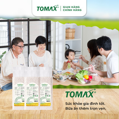 Gạo Đài thơm TOMAX (túi 1kg hút chân không) dẻo vừa, ráo cơm, ngọt thơm