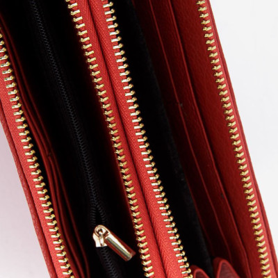 Ví nữ da đà điểu Huy Hoàng 2 khóa màu đỏ HT3444