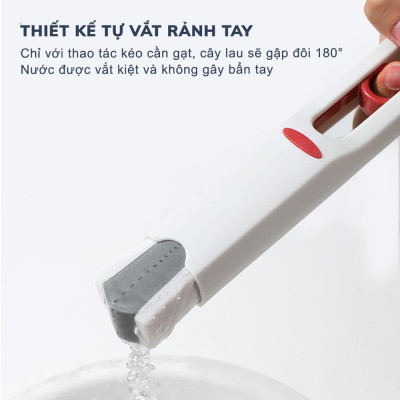 Cây Lau Bàn Bếp Tự Vắt Thông Minh Mini 25cm, Bọt Biển Siêu Thấm Hút Đa Năng, Gập Gọn