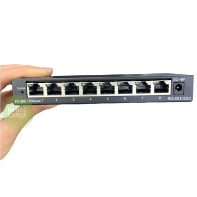 Bộ Chia Mạng 8 Cổng Sắt 1000Mbps RUIJE RG-ES108GD - Switch 8 Port Gigabit - Hàng Chính Hãng
