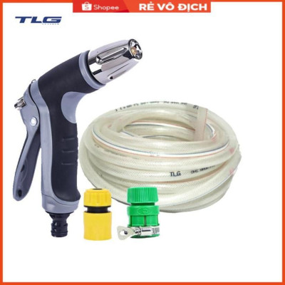 Bộ dây vòi xịt nước rửa xe, tưới cây tăng áp 3 lần cút nhựa nối nhựa vàng loại 15m 206817