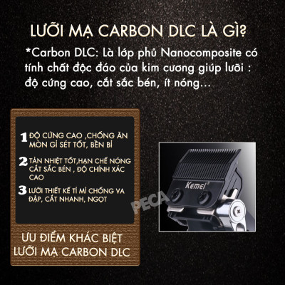 Tông đơ cắt tóc chuyên nghiệp Kemei KM-2296 lưỡi cắt mạ carbon công suất mạnh mẽ 5W pin khỏe lithium - Chính hãng