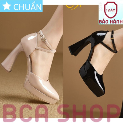 Giày cao gót nữ 8p RO493 ROSATA bít mũi có quai cài ôm cổ chân kiểu dáng thanh lịch và sang trọng - màu đen