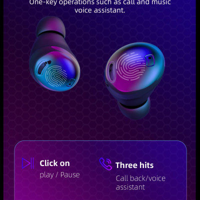 CINCATDY Tai Nghe Bluetooth Earbuds Gaming Headset True Wireless Headphone Dock Sạc có Led Báo Pin Kép S190