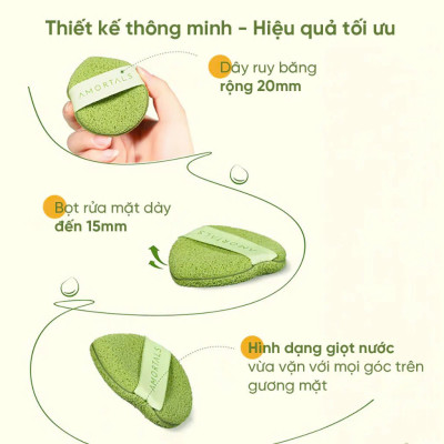 COMBO Hộp 3 Bông Mút Rửa Mặt Amortals, Mút Rửa Mặt Bọt Biển, Làm Sạch Mặt, Bông Mút Hình Giọt Nước - HÀNG CHÍNH HÃNG MINIIN